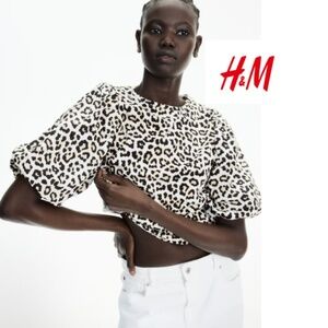 H&M Cheeta print bubble sleeve top, XL,  PG1441